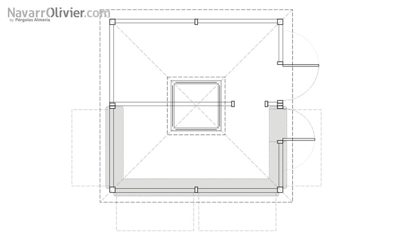 Plano de planta de chiringuito de madera de 20 m²