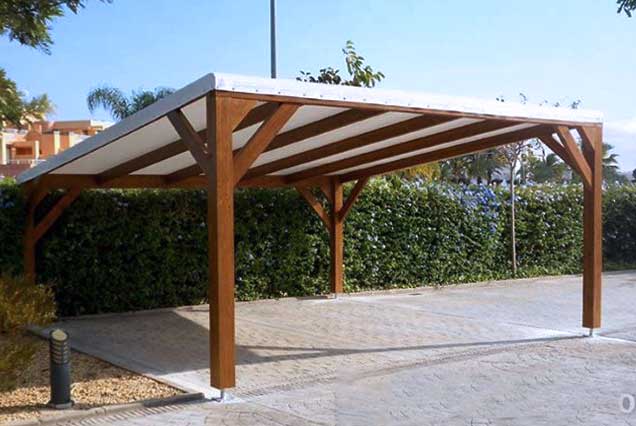 Pérgola de madera con cubierta de lona PVC para parking doble